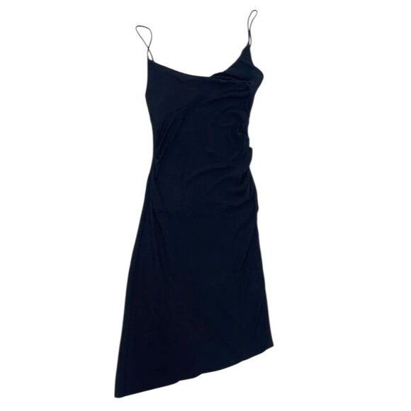 Women's Diane Von Furstenberg Black Asymmetrical dress with rouching Size 4 - Picture 3 of 10